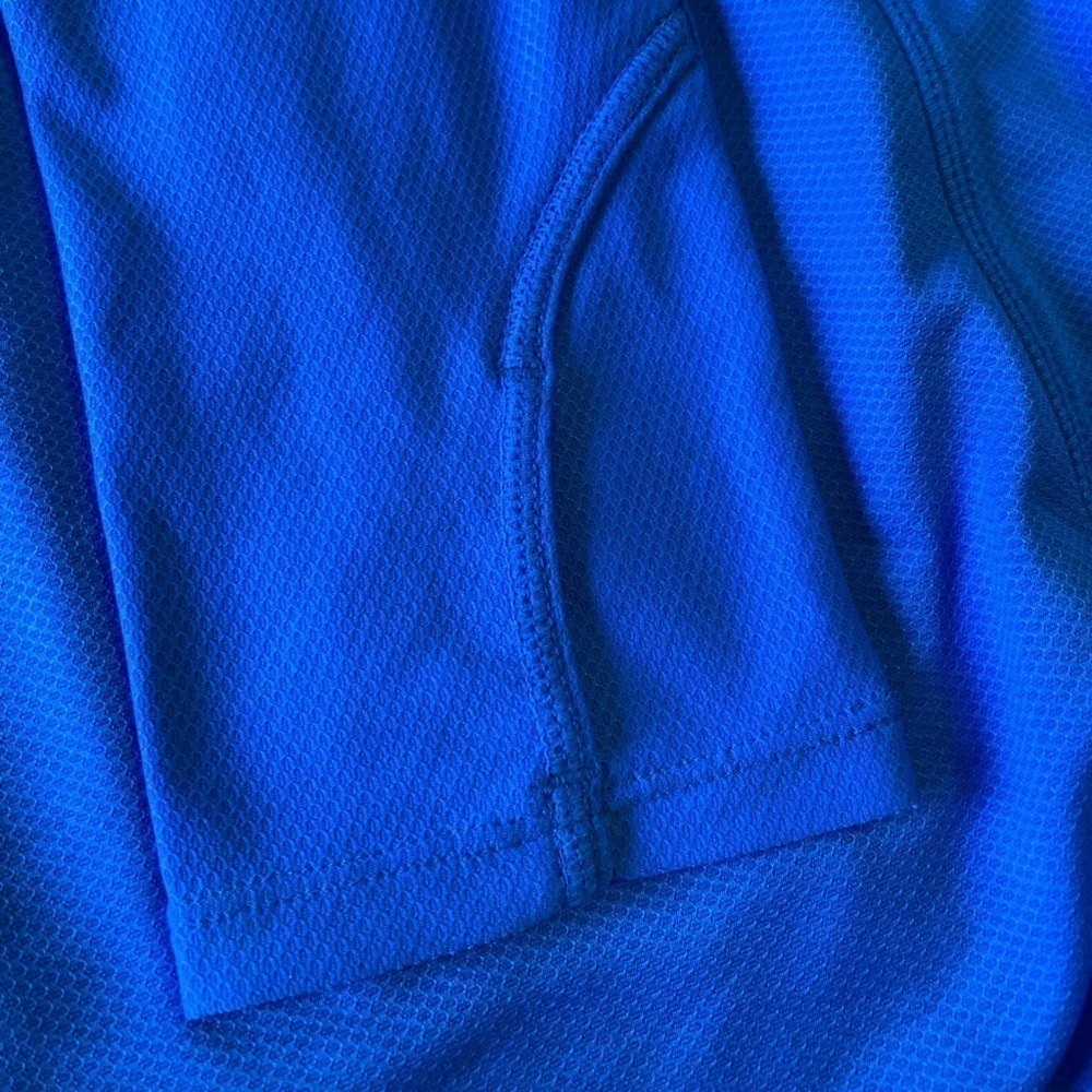 Athleta Blue Long Sleeve Hooded Tunic Top Thumbholes Pockets Womens Small - Picture 5 of 8